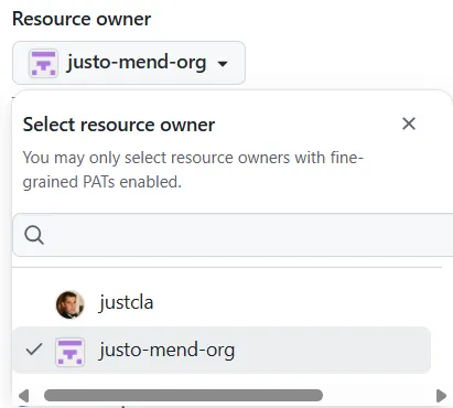 Select resource owner for fine-grained token