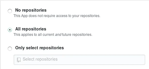 Repository select screen for the Mend Renovate app