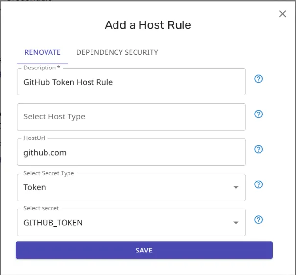 Host Rules dialog box